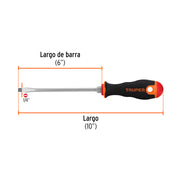 Desarmador plano 1/4' x 6' mango Comfort Grip, TRUPER