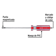 Desarmador plano 1/4 x 6' mango de PVC, PRETUL