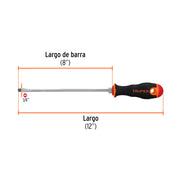 Desarmador plano 1/4' x 8' mango Comfort Grip, TRUPER