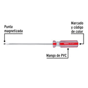 Desarmador plano 1/4 x 8' mango de PVC, PRETUL