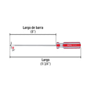 Desarmador plano 1/4 x 8' mango de PVC, PRETUL