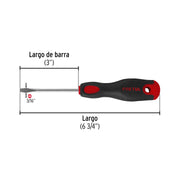 Desarmador plano 3/16 x 3' mango Comfort Grip, PRETUL