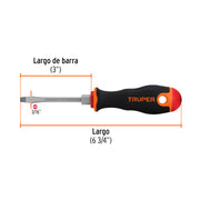 Desarmador plano 3/16' x 3' mango Comfort Grip, TRUPER