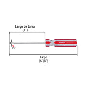 Desarmador plano 3/16 x 4' mango de PVC, PRETUL