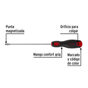 Desarmador plano 3/16 x 6' mango Comfort Grip, PRETUL