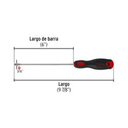 Desarmador plano 3/16 x 6' mango Comfort Grip, PRETUL