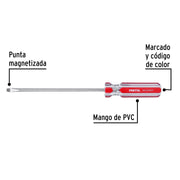 Desarmador plano 3/16 x 6' mango de PVC, PRETUL
