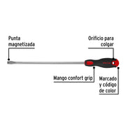 Desarmador plano 3/8' x 12' mango Comfort Grip, PRETUL