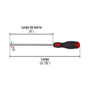 Desarmador plano 3/8' x 8' mango Comfort Grip, PRETUL