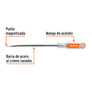 Desarmador plano 3/8' x 8' mango de acetato, TRUPER