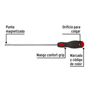Desarmador plano 5/16' x 10' mango Comfort Grip, PRETUL