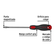 Desarmador plano 5/16' x 6' mango Comfort Grip, PRETUL