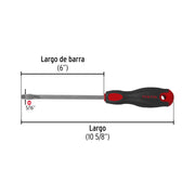 Desarmador plano 5/16' x 6' mango Comfort Grip, PRETUL