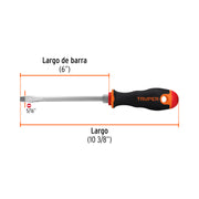 Desarmador plano 5/16' x 6' mango Comfort Grip, TRUPER