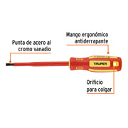 Desarmador dieléctrico plano 7/32' x 5', TRUPER