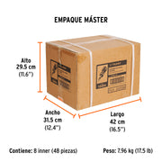 Desarmador tipo trompo con matraca, 6 puntas dobles, blíster