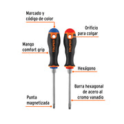 Dúo de desarmadores 3/16' x 4' mango Comfort Grip, TRUPER