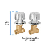Juego llaves empotrar roscables, maneral metálico, BASIC