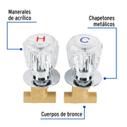 Juego llaves empotrar soldables, maneral acrílico, FOSET