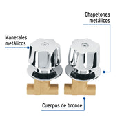 Juego llaves empotrar soldables, maneral metálico, FOSET