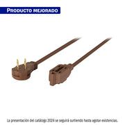 Extensión eléctrica doméstica 3 m clavija plana, café