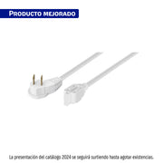 Extensión eléctrica doméstica 4 m clavija plana, blanca
