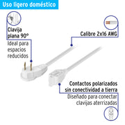 Extensión eléctrica doméstica 5 m clavija plana, blanca