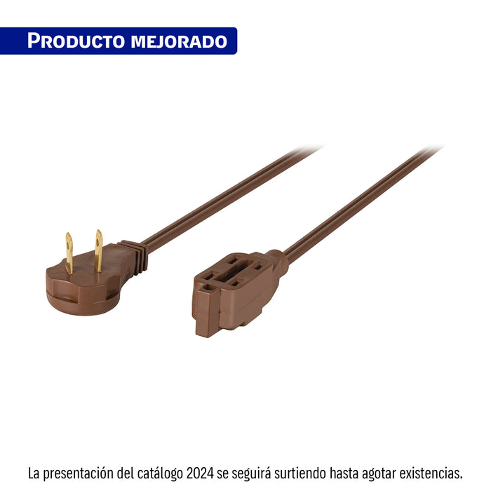 Extensión eléctrica doméstica 6 m clavija plana, café
