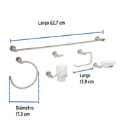 Juego de 6 accesorios para baño acabado satín, FOSET ELEMENT