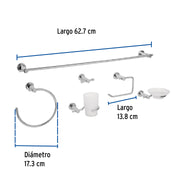 Juego de 6 accesorios para baño acabado cromo, FOSET ELEMENT