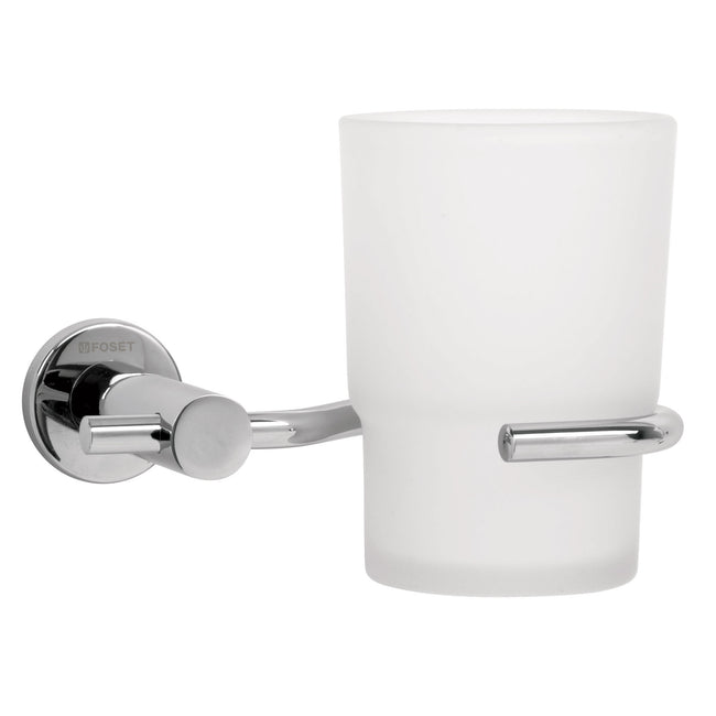 Portavaso cepillero cromo con vaso de vidrio, FOSET ELEMENT