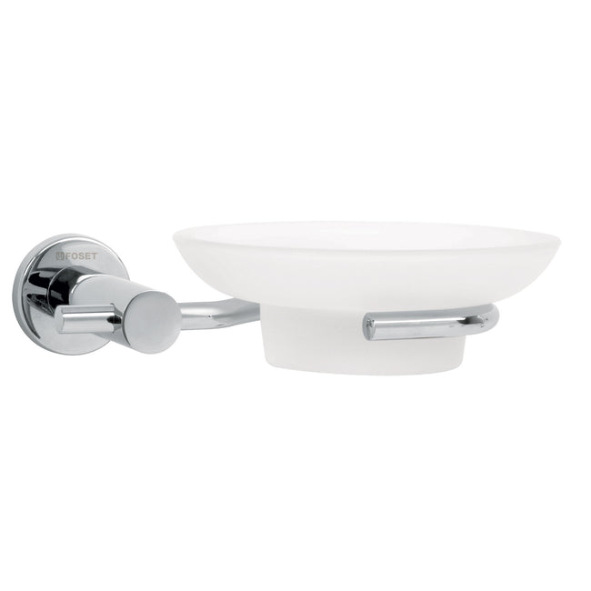 Jabonera metálica cromo con plato de vidrio, FOSET ELEMENT