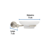 Jabonera metálica satín con plato de vidrio, FOSET ELEMENT