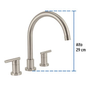 Mezcladora satín cuello alto para fregadero, FOSET ELEMENT