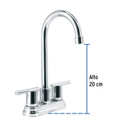 Mezcladora cromo 4' para lavabo cuello tipo bar, ELEMENT
