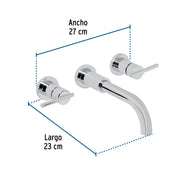 Mezcladora cromo de pared para lavabo, FOSET ELEMENT