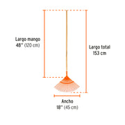 Escoba metálica para jardín, curva, 22 dientes, mango 48'
