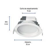 Luminario LED empotrable 5 W 3000 K, redondo, VOLTECK