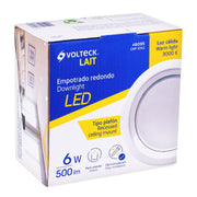 Luminario LED empotrable 6 W 3000 K, redondo, VOLTECK