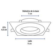 Luminario LED empotrable 5W 6500K, cuadrado, cromo, VOLTECK