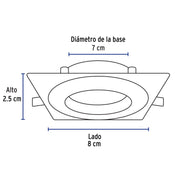 Luminario cuadrado satín spot dirigible, lámpara no incluida