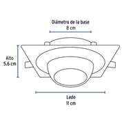 Luminario cuadrado satín spot esférico, lámpara no incluida