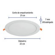 Luminario LED plafón 18W 3000K ultradelgado redondo, VOLTECK