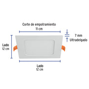 Luminario LED plafón 6W 3000K ultradelgado cuadrado VOLTECK