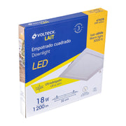 Luminario LED plafón 18W 3000K ultradelgado cuadrado VOLTECK