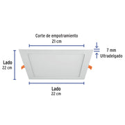 Luminario LED plafón 18W 3000K ultradelgado cuadrado VOLTECK