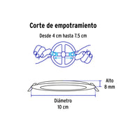Luminario LED plafón 6W 6500K, ajustable, redondo, VOLTECK