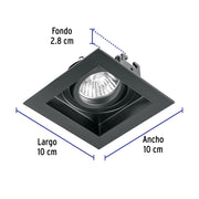 Luminario empotrable con 1 spot dirigible, negro, VOLTECK