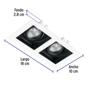 Luminario empotrable con 2 spots dirigibles, blanco, VOLTECK