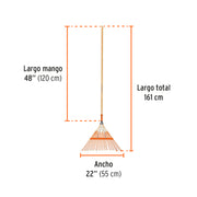 Escoba metálica para jardín, recta, 22 dientes, mango 48'